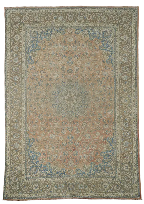 Orange Wool Vintage Najafabad Persian Area Rug 9x13
