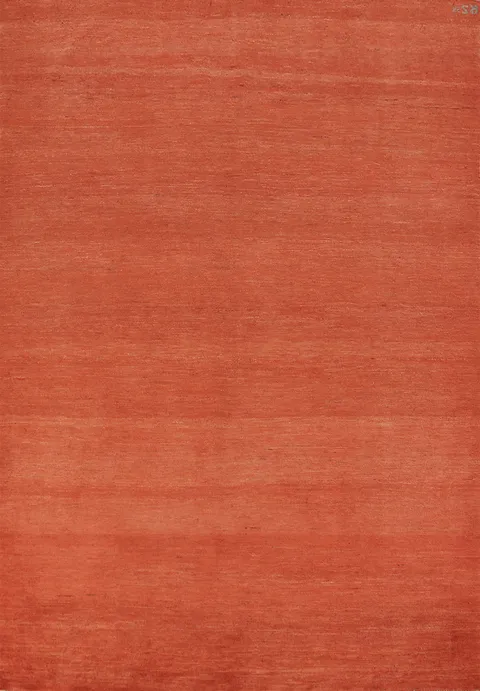 Orange Wool Solid Gabbeh Modern Area Rug 6x8