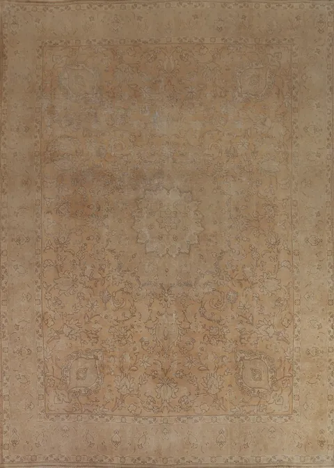 Vintage Floral Wool Tabriz Persian Area Rug 10x13