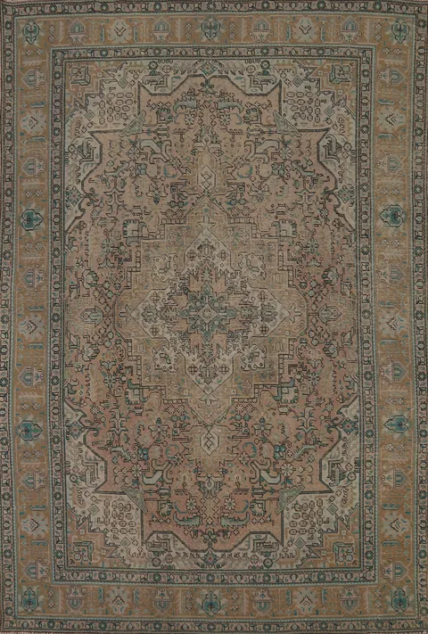 Vintage Wool Tabriz Persian Area Rug 6x9