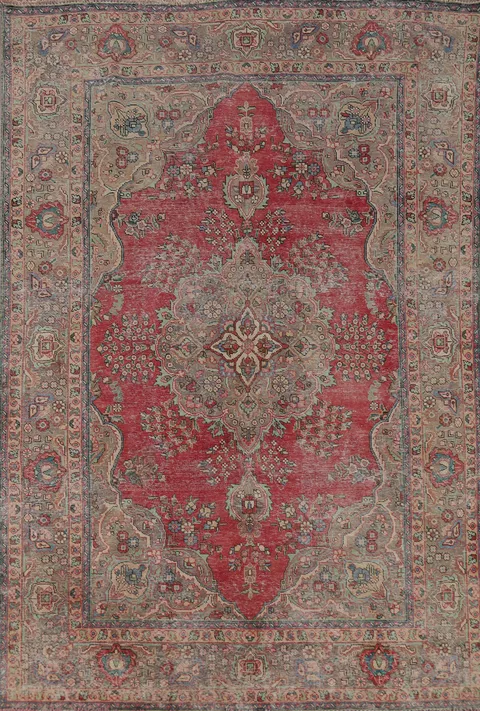 Vintage Wool Floral Tabriz Persian Area Rug 6x10