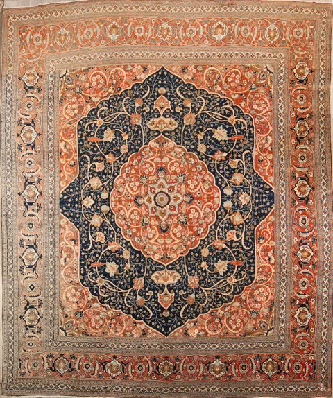 Pre-1900 Antique Exquisite Persian Rug with Intricate Floral Medallion Design 13x16