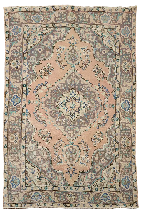 Vintage Medallion Tabriz Persian Area Rug 6x10
