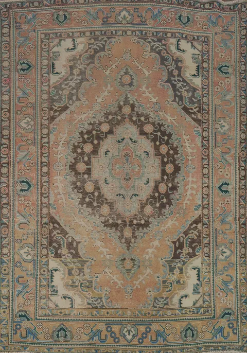 Vintage Wool Tabriz Persian Area Rug 7x9
