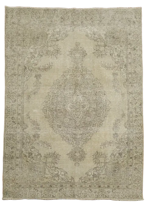 Distressed Wool Tabriz Persian Area Rug 6x9