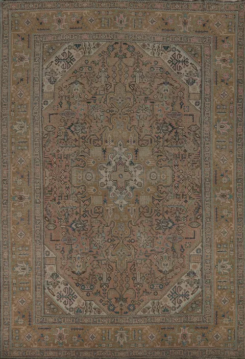 Geometric Wool Tabriz Persian Area Rug 6x10