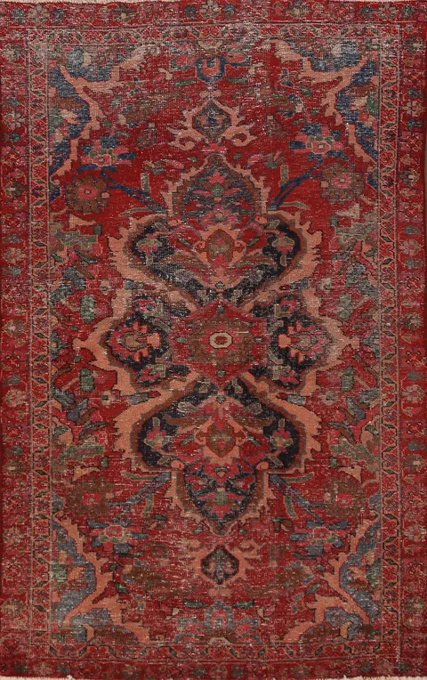 Vintage Red Floral Lilian Persian Rug 4x7