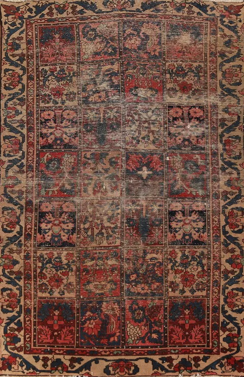 Garden Design Wool Bakhtiari Persian Rug 4x7