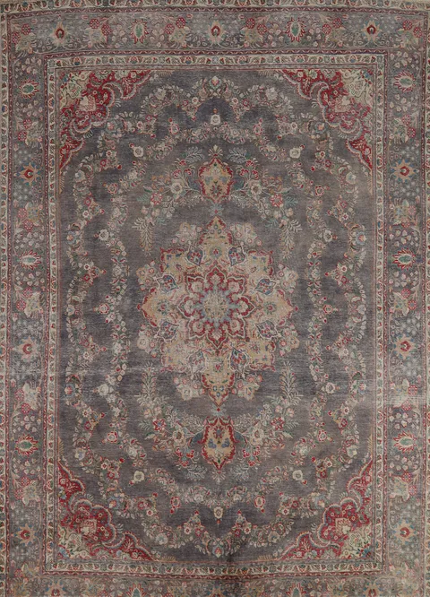 Vintage Navy Blue Tabriz Persian Area Rug 10x12