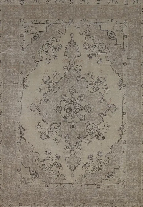 Muted Handmade Wool Tabriz Persian Area Rug 6x9