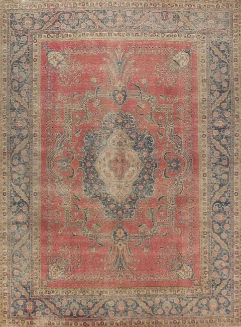 Geometric Wool Tabriz Persian Area Rug 9x12