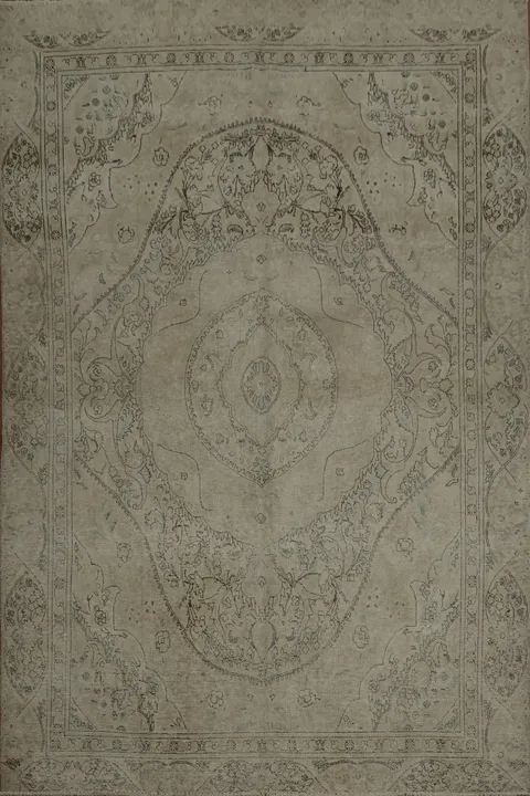 Vintage Wool Distressed Tabriz Persian Area Rug 7x11