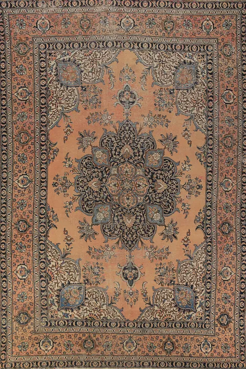 Vintage Geometric Tabriz Persian Area Rug 8x11