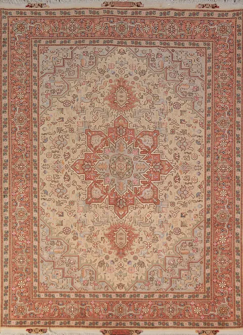 Geometric Wool Tabriz Persian Rug 5x7