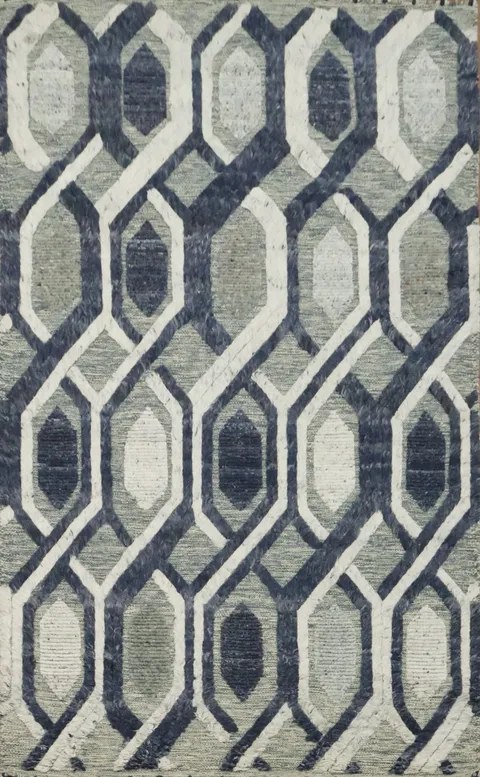 Modern Geometric Moroccan Indian Area Rug 5x8