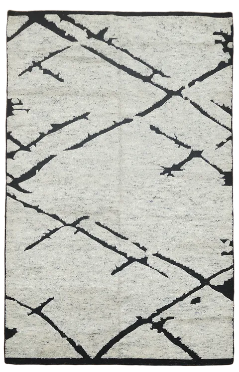 Abstract Wool Moroccan Oriental Area Rug 5x8