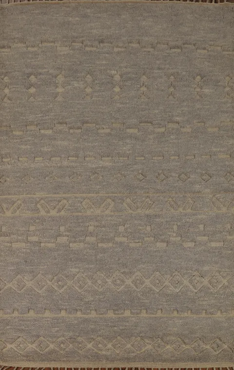 Gray Wool Moroccan Oriental Area Rug 6x8