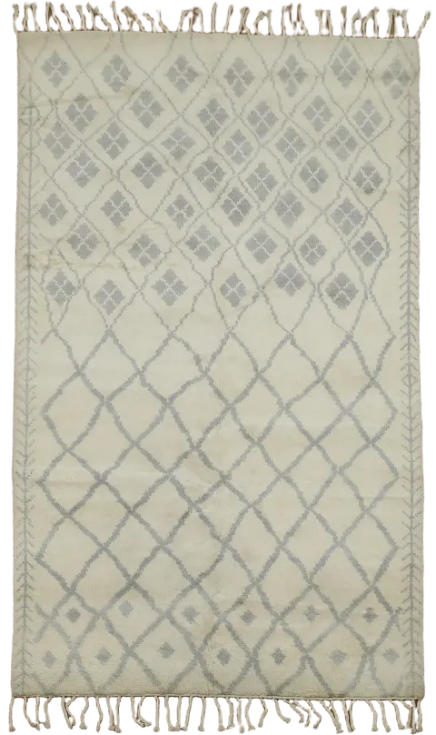Soft Neutral Off-White and Gray Patterned Rug for Modern Spaces 5x8 ft