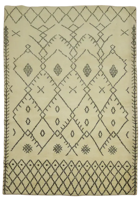 Bold Diamond Patterns on Cream Moroccan-Style Area Rug 6x8