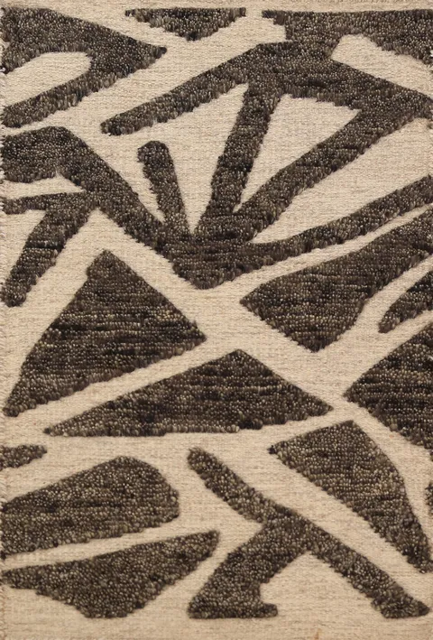 Modern Wool Geometric Moroccan Indian Rug 2x3