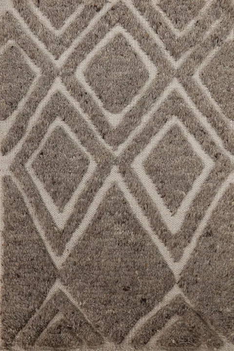 Brown Carved Wool Moroccan Oriental Rug 2x3
