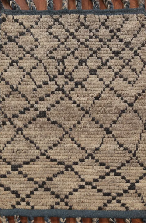 Striped Wool Brown Moroccan Oriental Rug 2x3