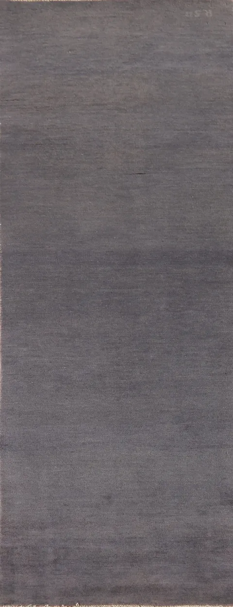 Gray Blue Wool Gabbeh Modern Runner Rug 3x10