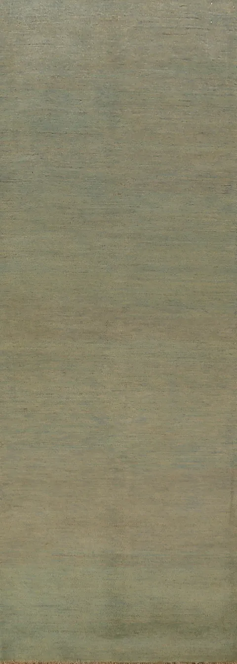 Green Wool Gabbeh Modern Runner Rug 3x10