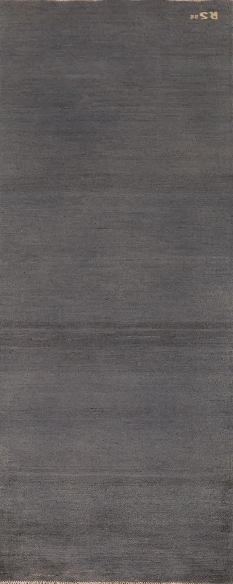 Modern Gray Wool Gabbeh Oriental Runner Rug 3x8