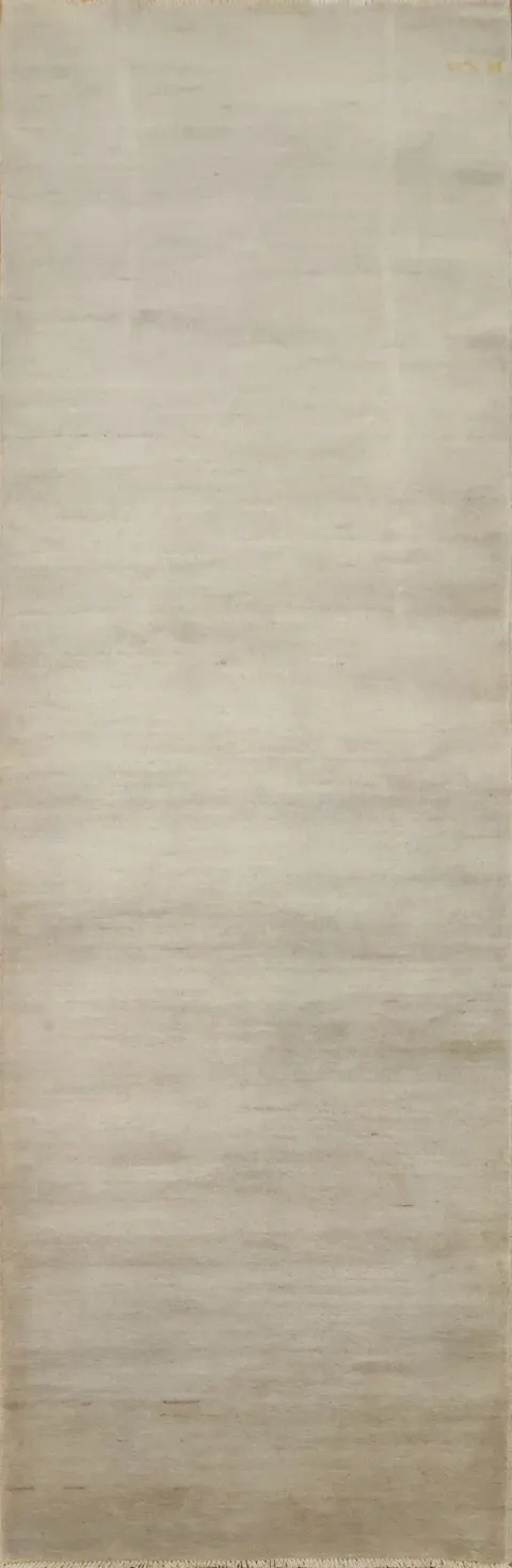 Light Brown Wool Gabbeh Modern Runner Rug 3x10