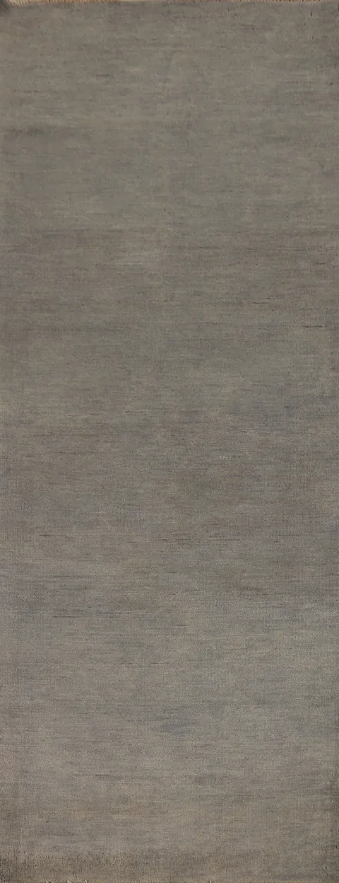 Gray Modern Gabbeh Wool Runner Rug 3x10