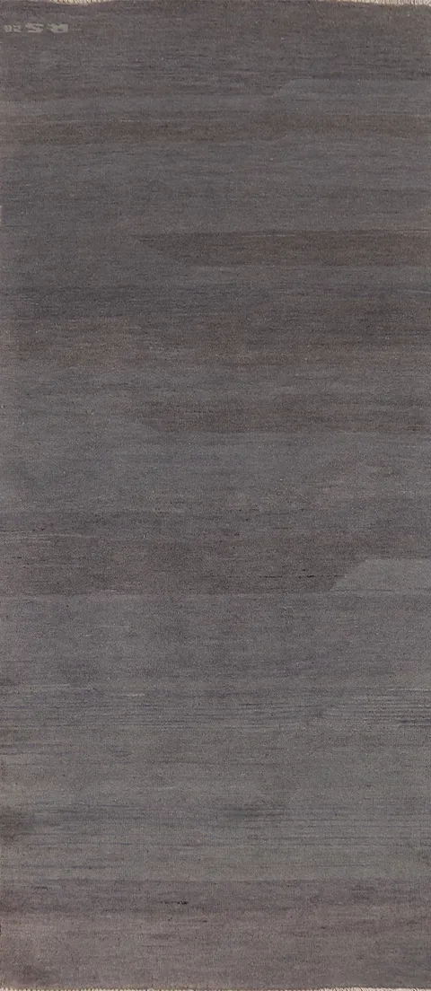 Blue & Grey Wool Gabbeh Oriental Runner Rug 3x8
