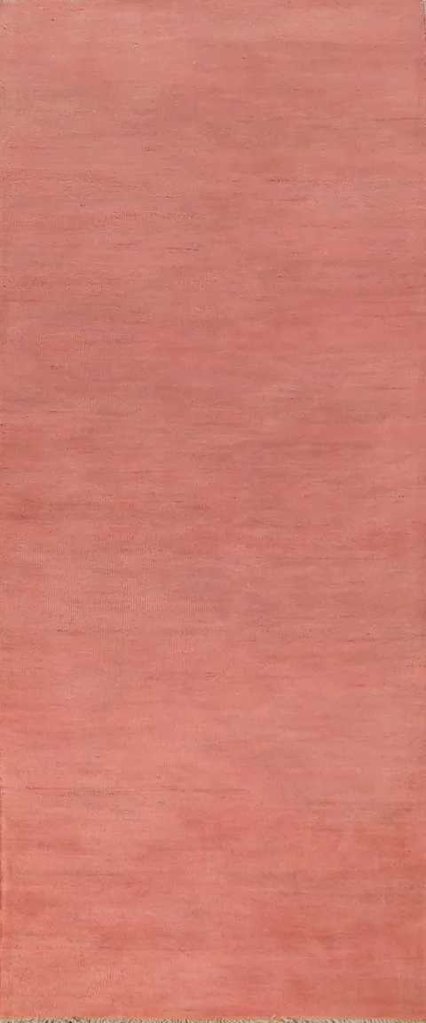 Light Pink Modern Gabbeh Wool Runner Rug 3x10