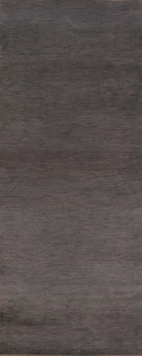 Gray Modern Gabbeh Wool Runner Rug 3x10