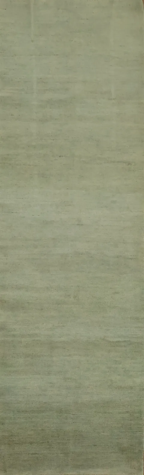 Light Green Modern Gabbeh Wool Runner Rug 3x10
