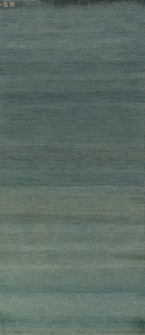 Blue & Green Modern Gabbeh Wool Runner Rug 3x10
