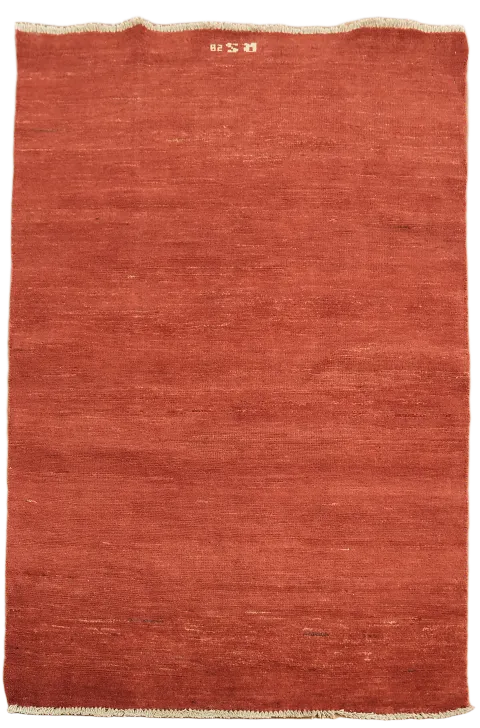 Solid Red color Gabbeh Area Rug 4x6 ft