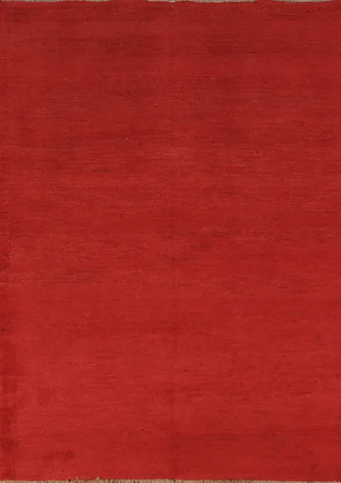 Solid Red Gabbeh Modern Wool Accent Rug 4x6