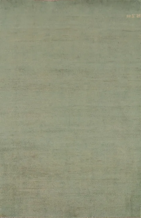 Modern Green Gabbeh Wool Accent Rug 4x6