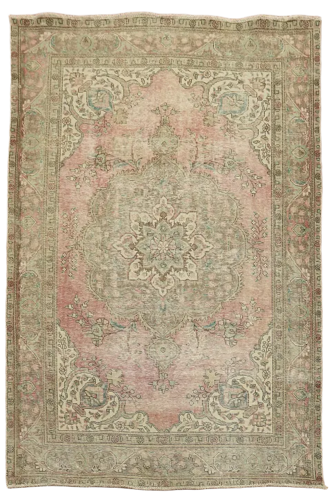Handmade Pink Wool Tabriz Persian Area Rug 6x9