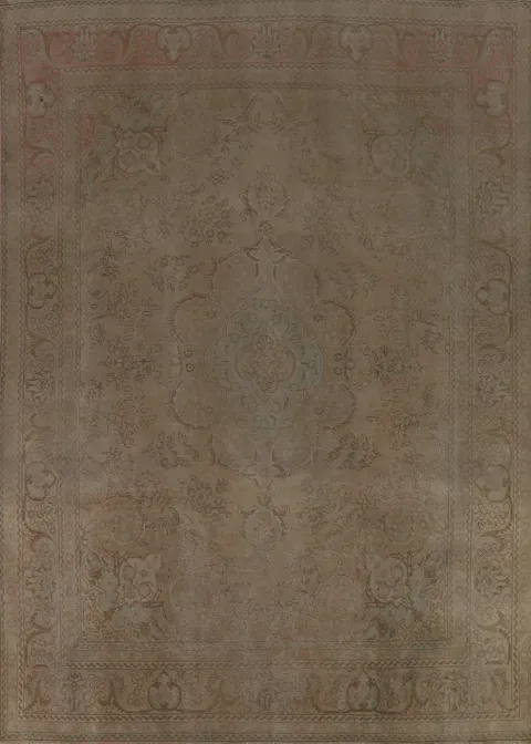 Vintage Wool Medallion Tabriz Persian Area Rug 10x13