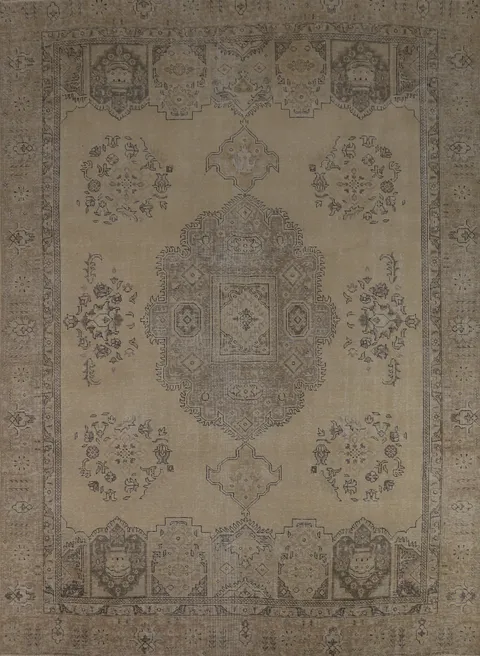Geometric Wool Tabriz Persian Area Rug 9x11