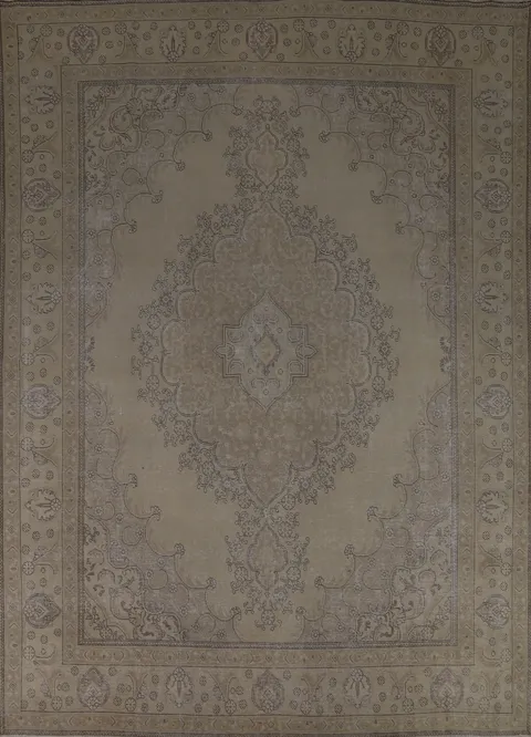 Vintage Wool Medallion Tabriz Persian Area Rug 10x13