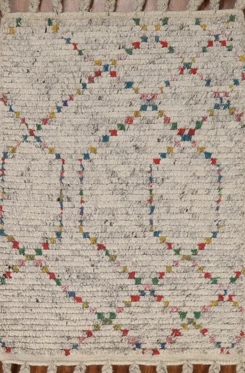 All-Over Striped Wool Moroccan Indian Rug 2x3