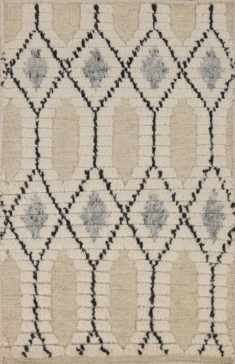 Geometric Wool Trellis Moroccan Indian Rug 2x3
