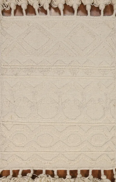 Geometric Ivory Moroccan Oriental Accent Rug 2x3