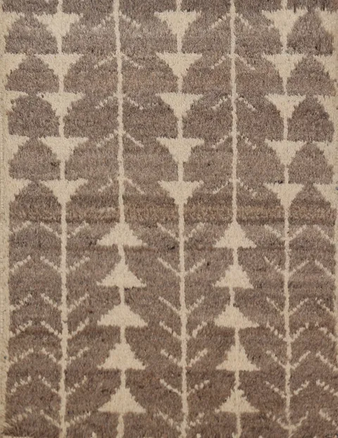 Brown Wool Moroccan Oriental Accent Rug 2x3