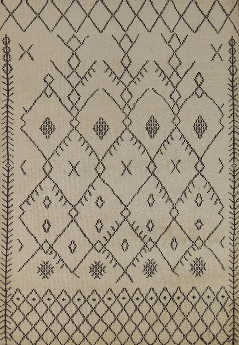 Trellis Wool Moroccan Indian Area Rug 5x8