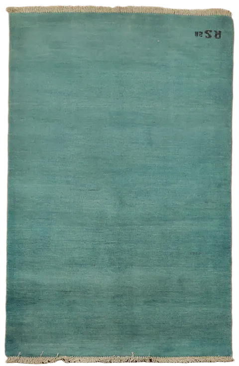 Teal Blue Wool Gabbeh Oriental Foyer Rug 3x4