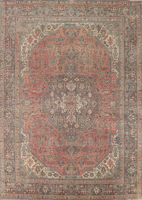 Pink Wool Handmade Tabriz Persian Area Rug 10x13